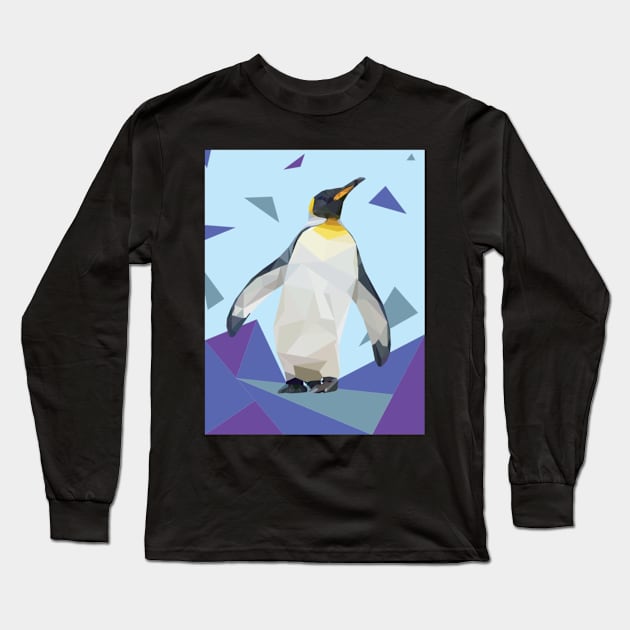 Blue Geo-Penguin Long Sleeve T-Shirt by jrepkin